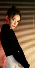 袁姗姗黑衣白裤百叶窗前冷艳写真图片