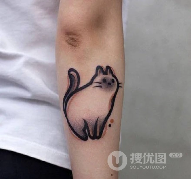 可爱兔子，猫咪，浣熊，河豚等小动物女生手臂纹身图案 第8张