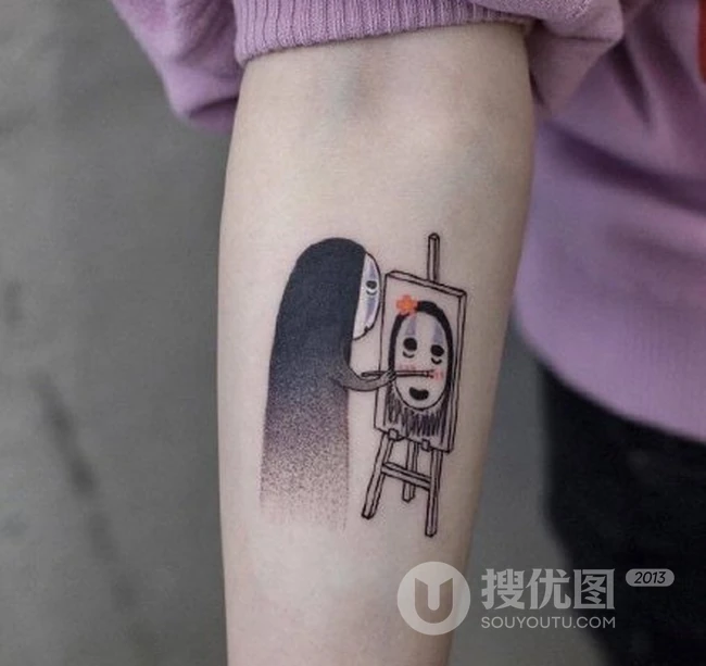 可爱兔子，猫咪，浣熊，河豚等小动物女生手臂纹身图案 第5张