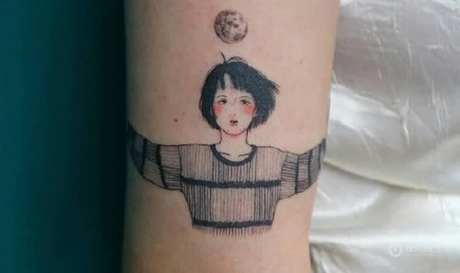 手绘卡通动漫少女 学生妹 女生等手臂纹身图案 第2张