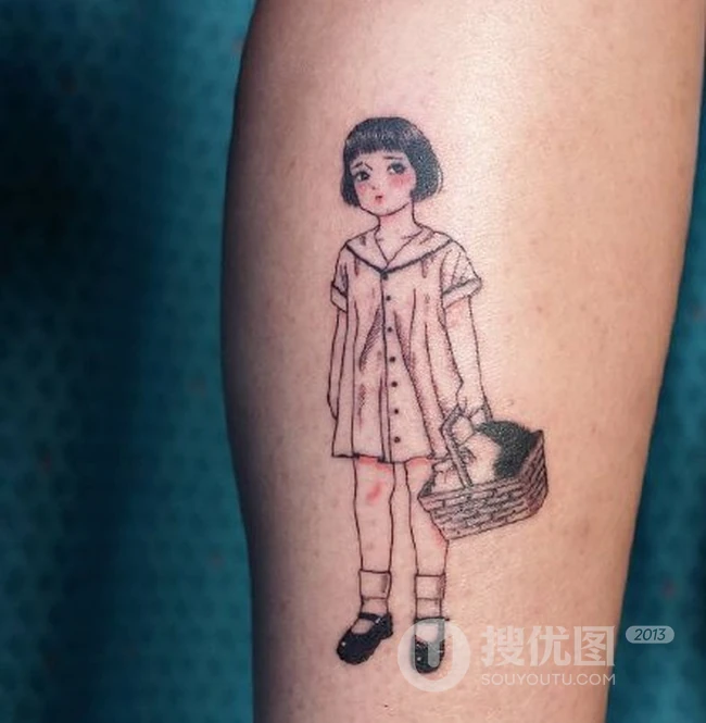 手绘卡通动漫少女 学生妹 女生等手臂纹身图案 第4张