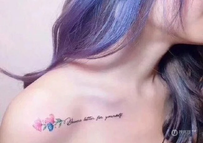 清新淡雅的花卉，花朵，字母等女生肩部锁骨等纹身图案 第3张