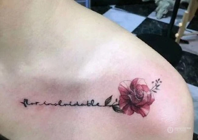清新淡雅的花卉，花朵，字母等女生肩部锁骨等纹身图案 第7张