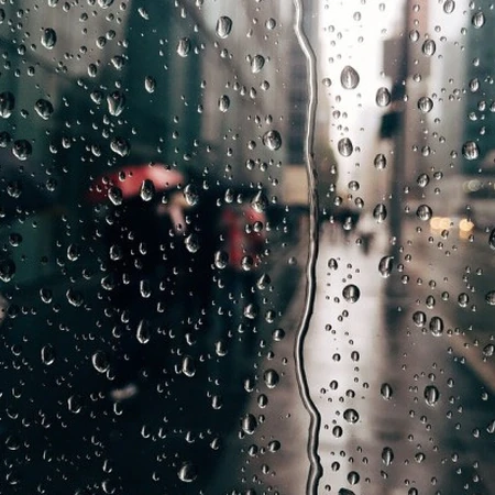 唯美雨景，带着水滴的镜头下城市人物和街景图片