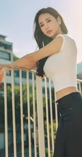 胸大匀称精选韩国女生Candy.Seul紧身牛仔裤街拍写真图片