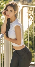 胸大匀称精选韩国女生Candy.Seul紧身牛仔裤街拍写真图片