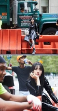 宋祖儿欧美街头酷黑风格连衣裙街拍写真杂志图集