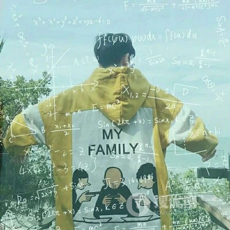 帅气男生侧颜头像，带有公式数字的蒙版男生微信好看头像