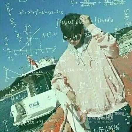 帅气男生侧颜头像，带有公式数字的蒙版男生微信好看头像