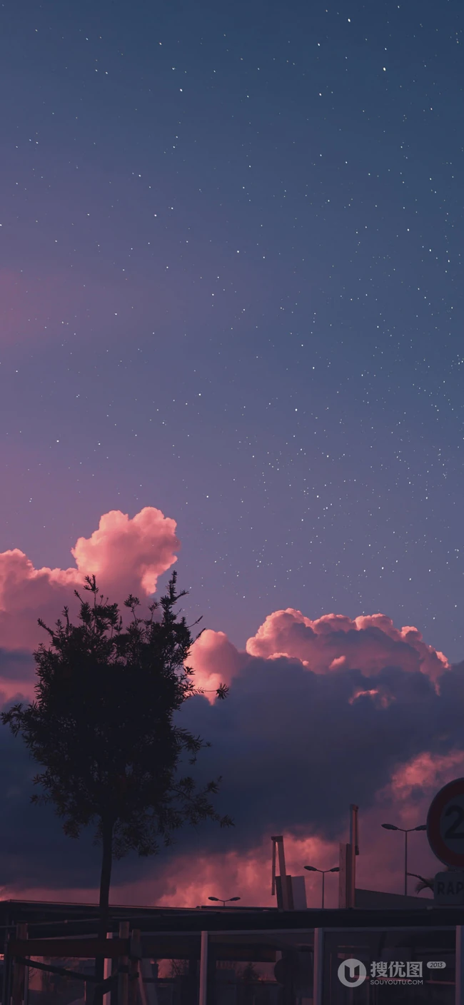 夕阳和夜晚下的天空高清手机背景