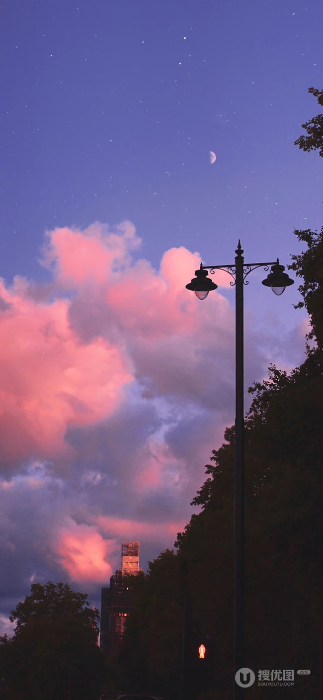 夕阳和夜晚下的天空高清手机背景
