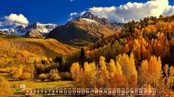 你好十月，2019年10月森系山水风景桌面日历壁纸