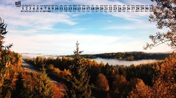 你好十月，2019年10月森系山水风景桌面日历壁纸