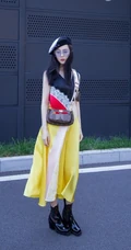 范冰冰明艳动人连衣裙街拍写真图片