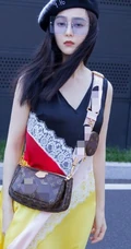 范冰冰明艳动人连衣裙街拍写真图片