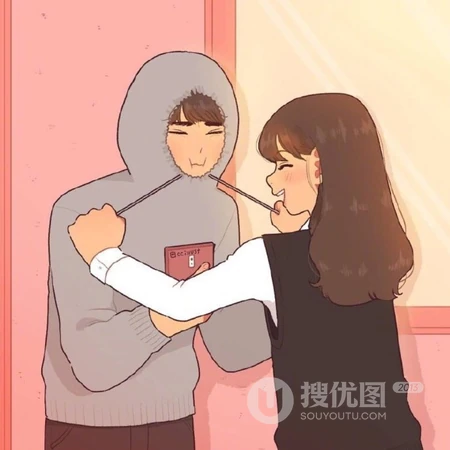 动漫型男女生粉色调，情侣头像图片