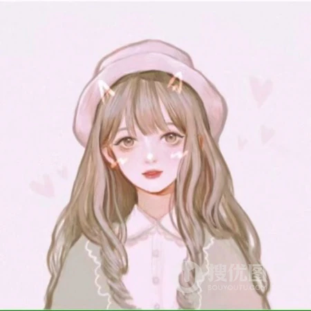 可爱萌萌的手绘女生粉色的头像图片