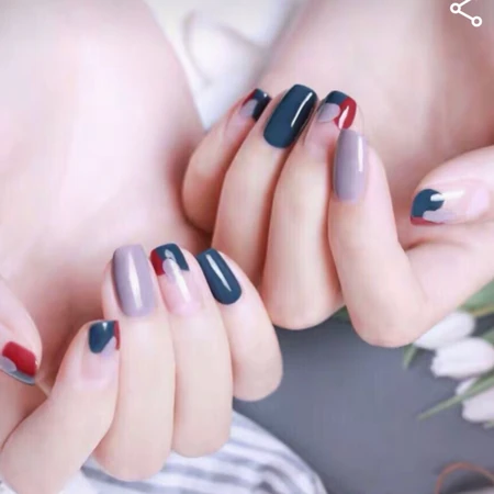 纯色网红美甲，耐看比较持久的美甲图片