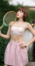 泰国气质网球拍女生家居服超短裙高清户外写真图片