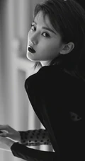 乔欣气质妩媚透明薄纱拼接短裙黑白写真图片