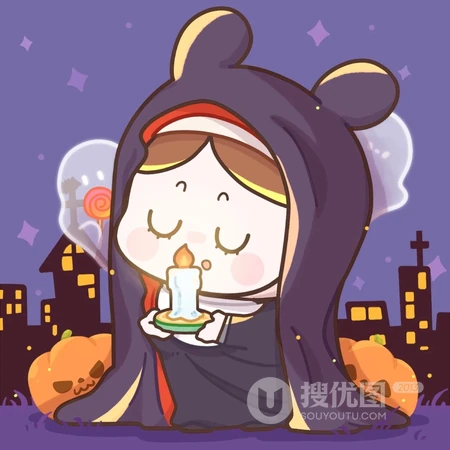 戴着大眼青蛙帽子的卡通人物万圣节头像图片