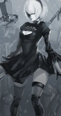 蒙眼拿武士刀的纪元女战士插画图片-主题机械纪元