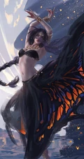 插画大师wlopCG插画作品黑色蝴蝶主题画风唯美