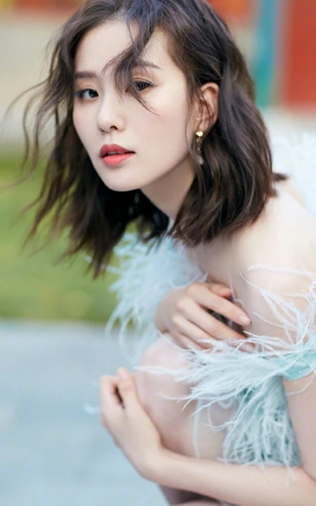 刘诗诗气质绒毛装连衣短裙出席活动写真图片