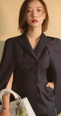 王珞丹清爽干练黑色休闲西服套装写真图片