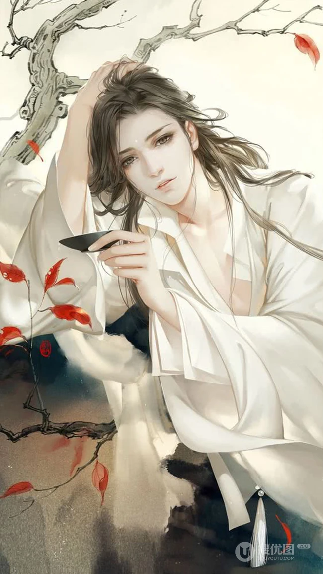 唯美古风汉服美男子，属于男性的妩媚 第2张