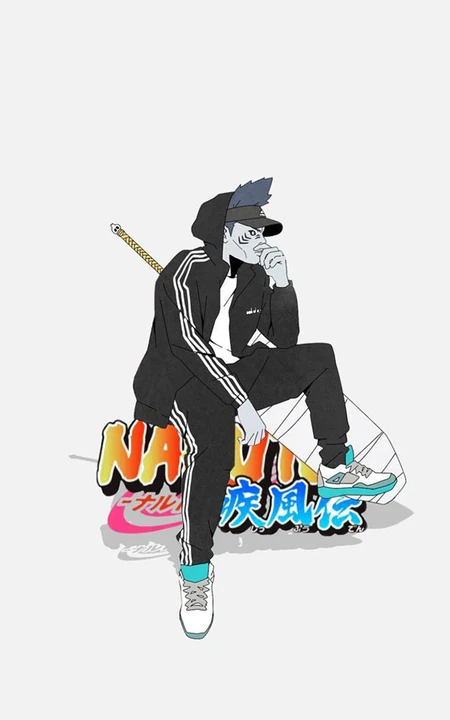 灰色背景，冬季潮男风《火影忍者》人物手机壁纸