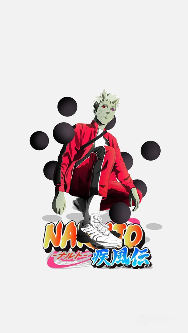 灰色背景，冬季潮男风《火影忍者》人物手机壁纸