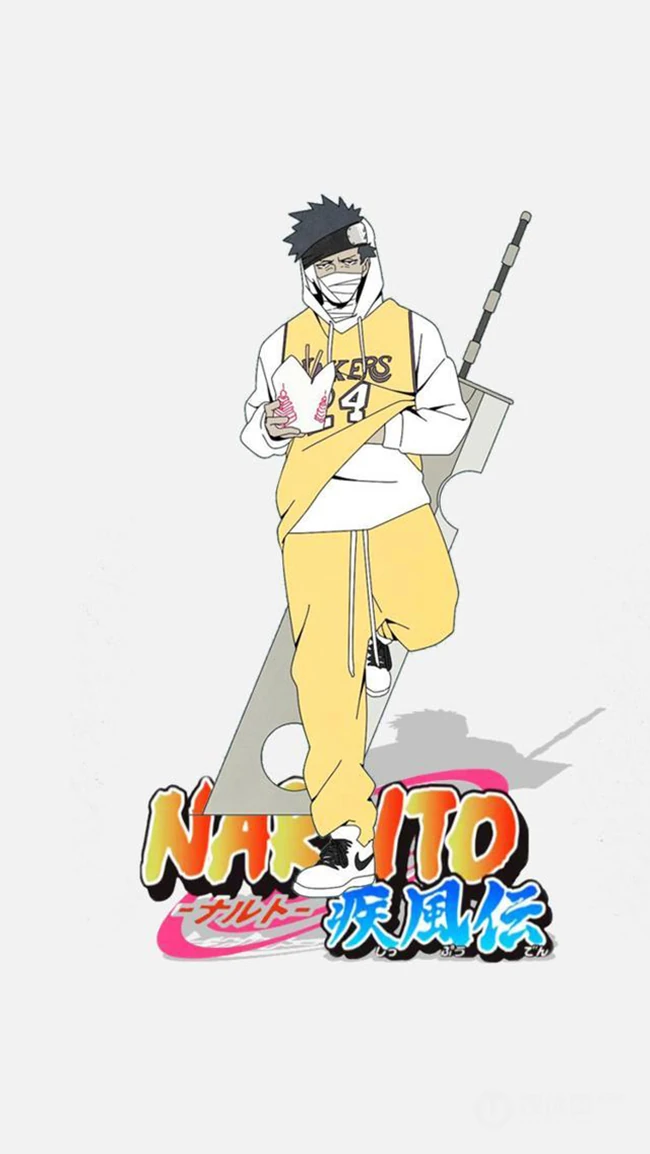 灰色背景，冬季潮男风《火影忍者》人物手机壁纸
