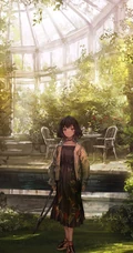 和风长发动漫女生，类似油画绘制的动漫女生图片