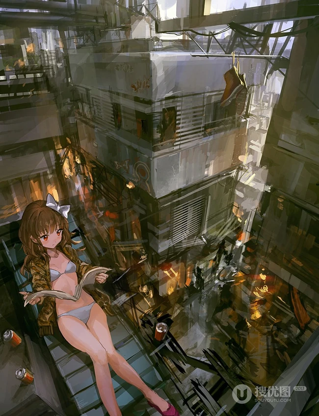 和风长发动漫女生，类似油画绘制的动漫女生图片