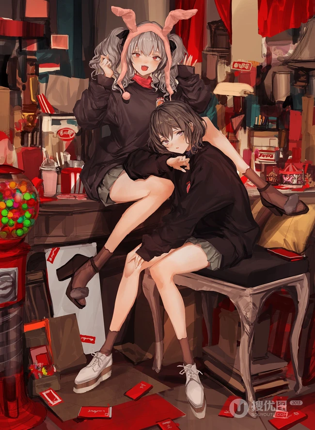 街道，办公室，餐厅，卧房等场景下的动漫女生漫画