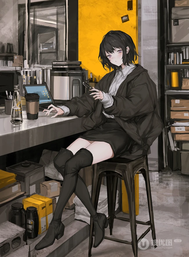 街道，办公室，餐厅，卧房等场景下的动漫女生漫画