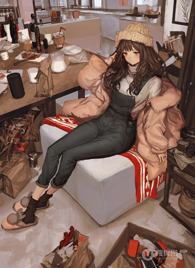 街道，办公室，餐厅，卧房等场景下的动漫女生漫画