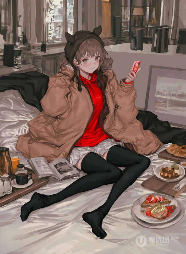 街道，办公室，餐厅，卧房等场景下的动漫女生漫画