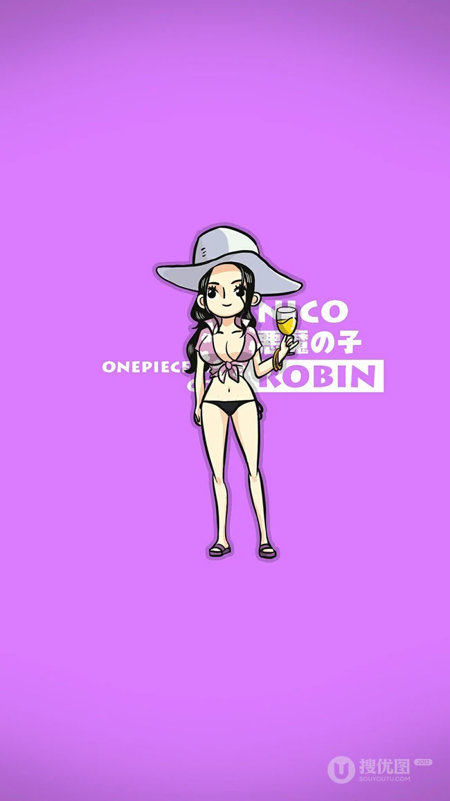 纯色背景卡通形象的海贼王人物手机壁纸超可爱