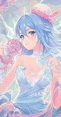 梦幻长发，性感大胸类动漫画风的女生手机壁纸