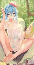 梦幻长发，性感大胸类动漫画风的女生手机壁纸