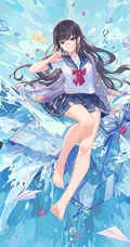 梦幻长发，性感大胸类动漫画风的女生手机壁纸