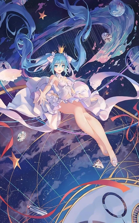 梦幻长发，性感大胸类动漫画风的女生手机壁纸