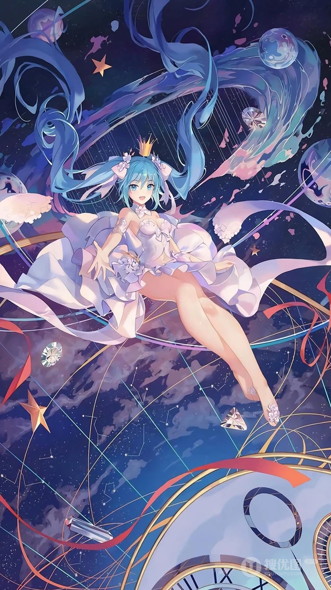 梦幻长发，性感大胸类动漫画风的女生手机壁纸