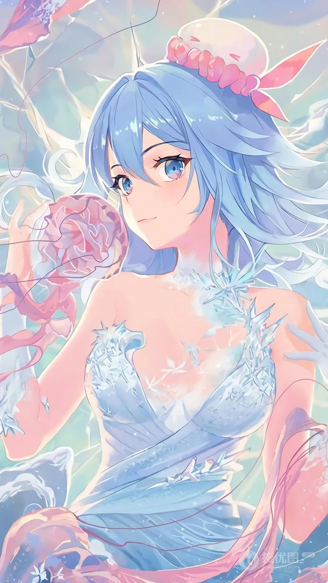梦幻长发，性感大胸类动漫画风的女生手机壁纸