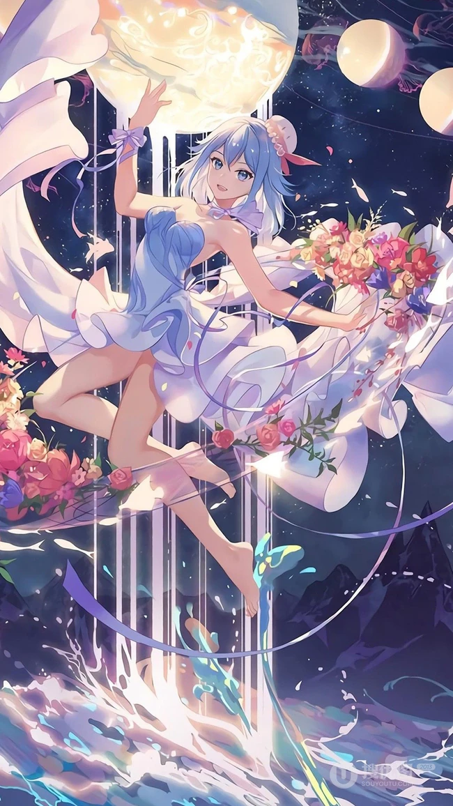 梦幻长发，性感大胸类动漫画风的女生手机壁纸