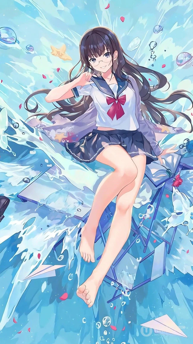 梦幻长发，性感大胸类动漫画风的女生手机壁纸