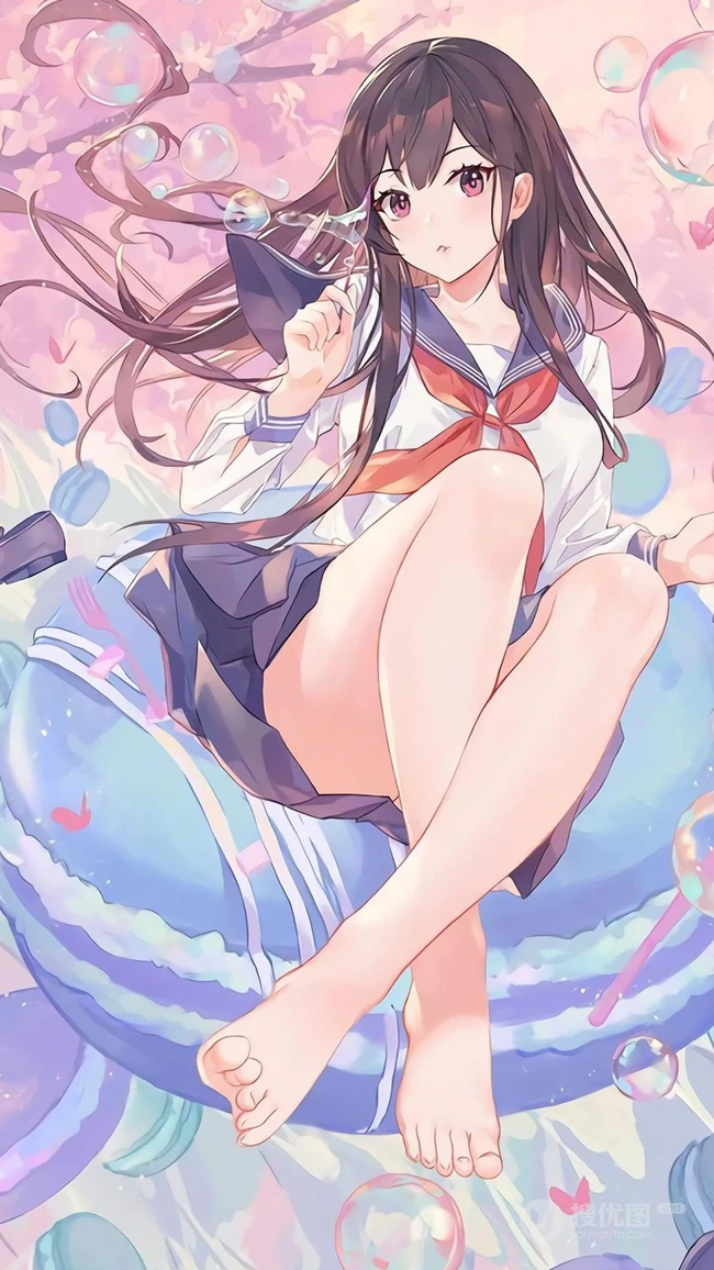 梦幻长发，性感大胸类动漫画风的女生手机壁纸
