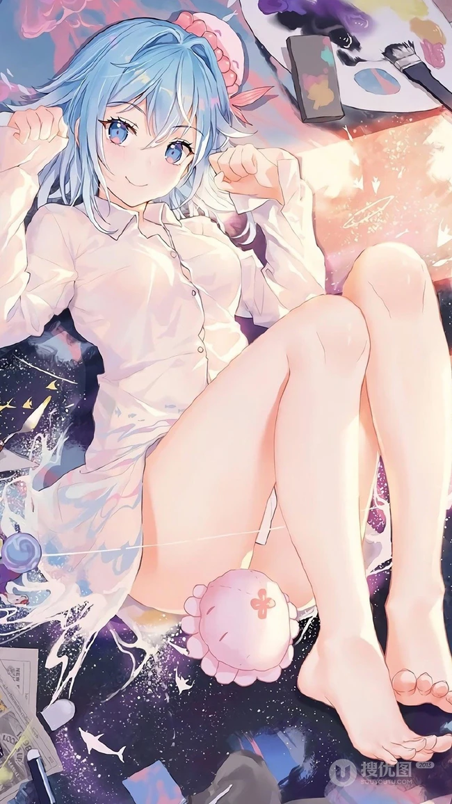 梦幻长发，性感大胸类动漫画风的女生手机壁纸